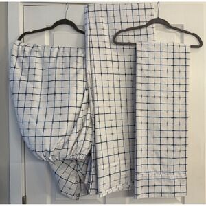 Charisma Blue White King 2 Flat Fitted & 2 Pillowcase Set Polyester Microfiber